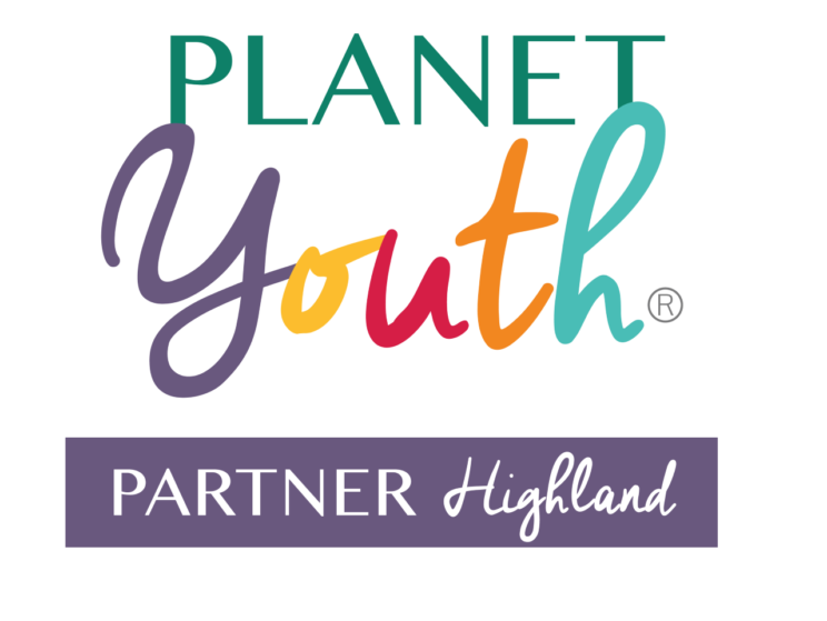 Planet Youth logo with text below  Partner Highland